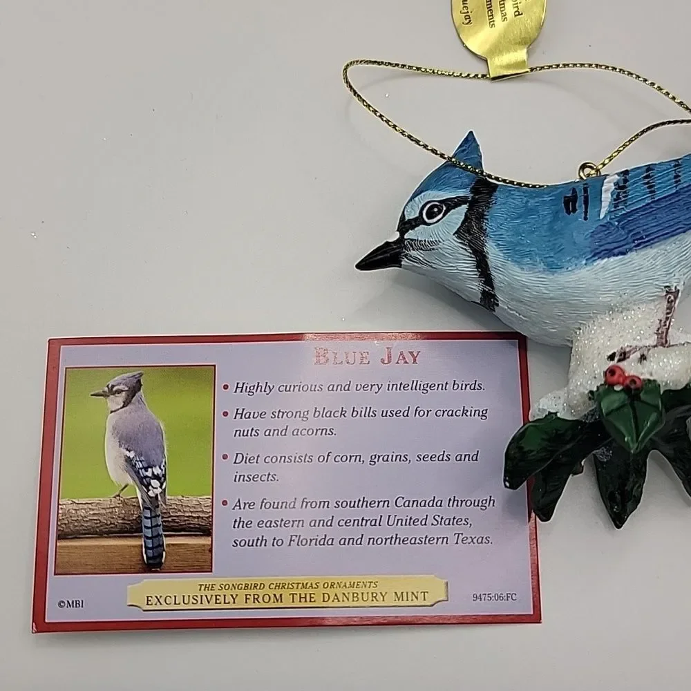 Danbury Mint Christmas Ornament Songbird Collection Blue Jay Collectible